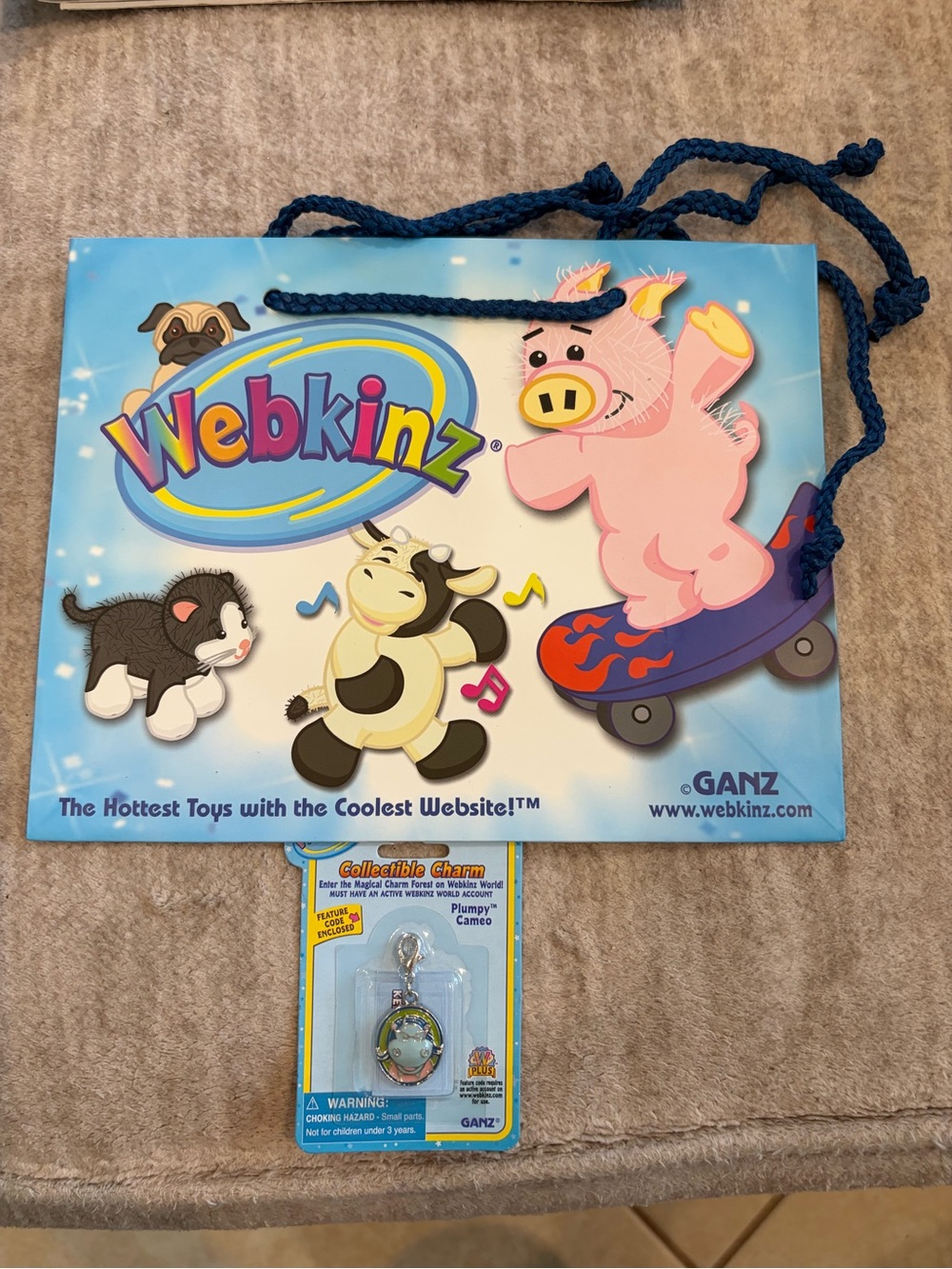 Webkinz Plumpy Cameo Collectible Charm with Feature Code & Webkinz Gift Bag New